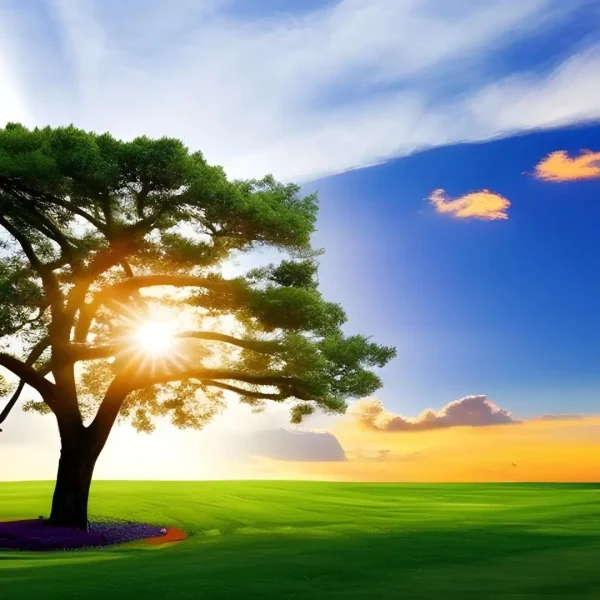 Духовное развитие, природа, солнце, дерево